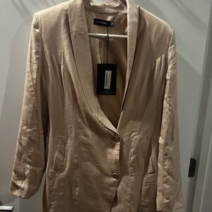 NWT Women's Shiny Beige Blazer Dress